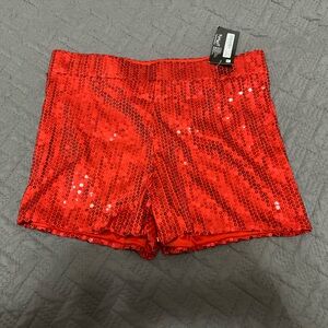 Red Sequins Shorts